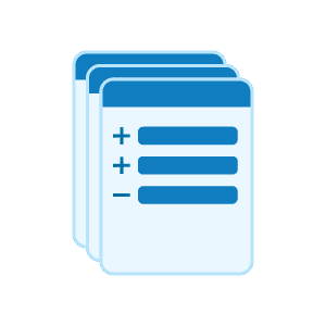 Illustrated icon of stacked survey forms.