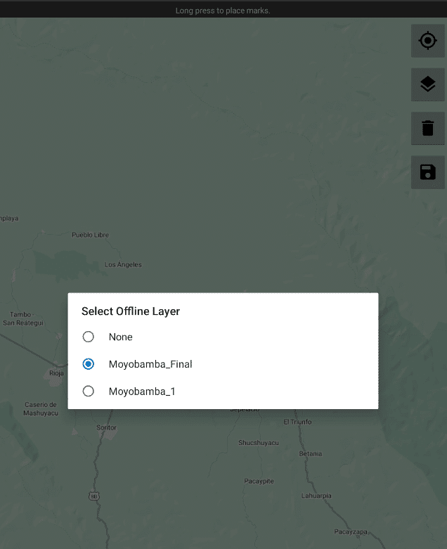 Selecting the offline layer in SurveyCTO's Collect app.