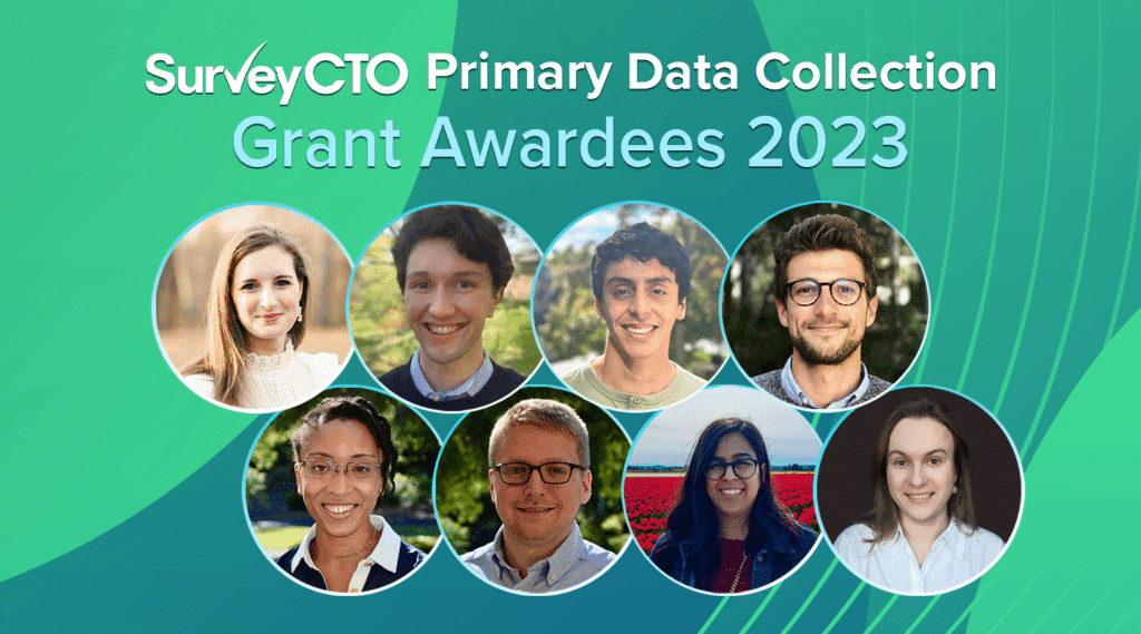 SurveyCTO primary data collection grant awardees 2023 with 8 images of individuals