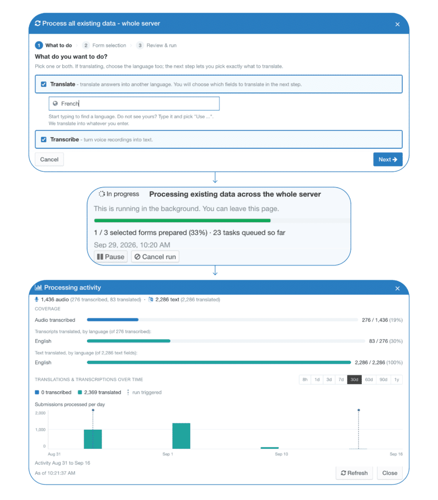 AI-powered translation and transcription at SurveyCTO