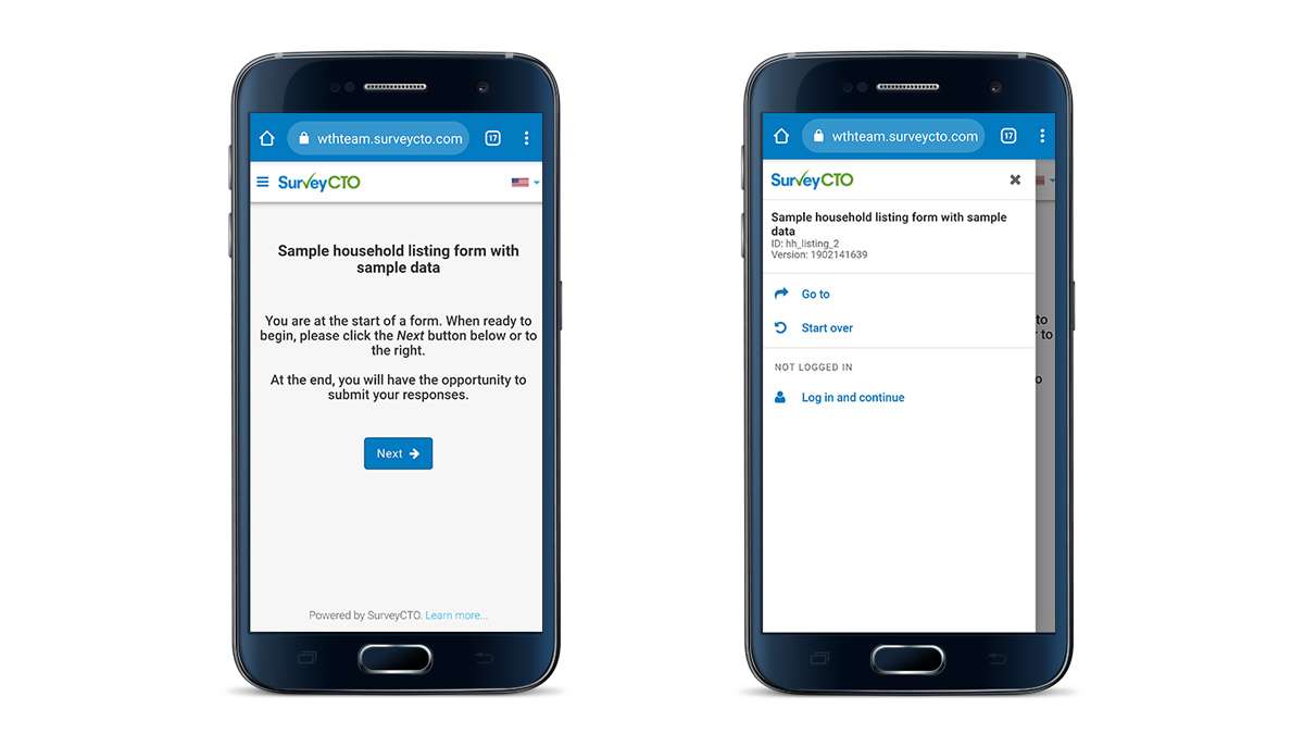 SurveyCTO web forms on mobile devices.