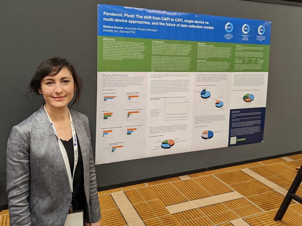 Melissa Kuenzi, Associate Product Manager at SurveyCTO, presenting this research project at the 2022 AAPOR conference in Chicago.