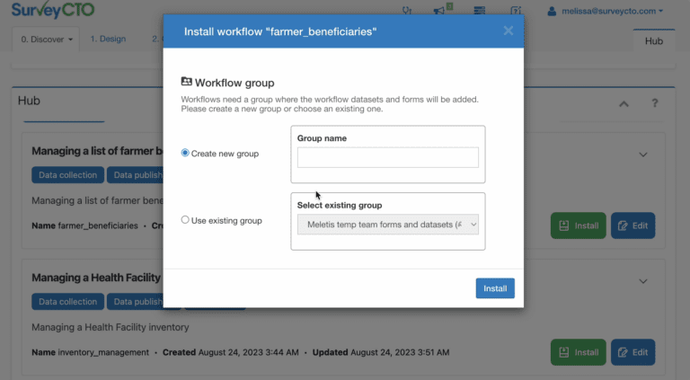 Assigning a workflow template to a group.