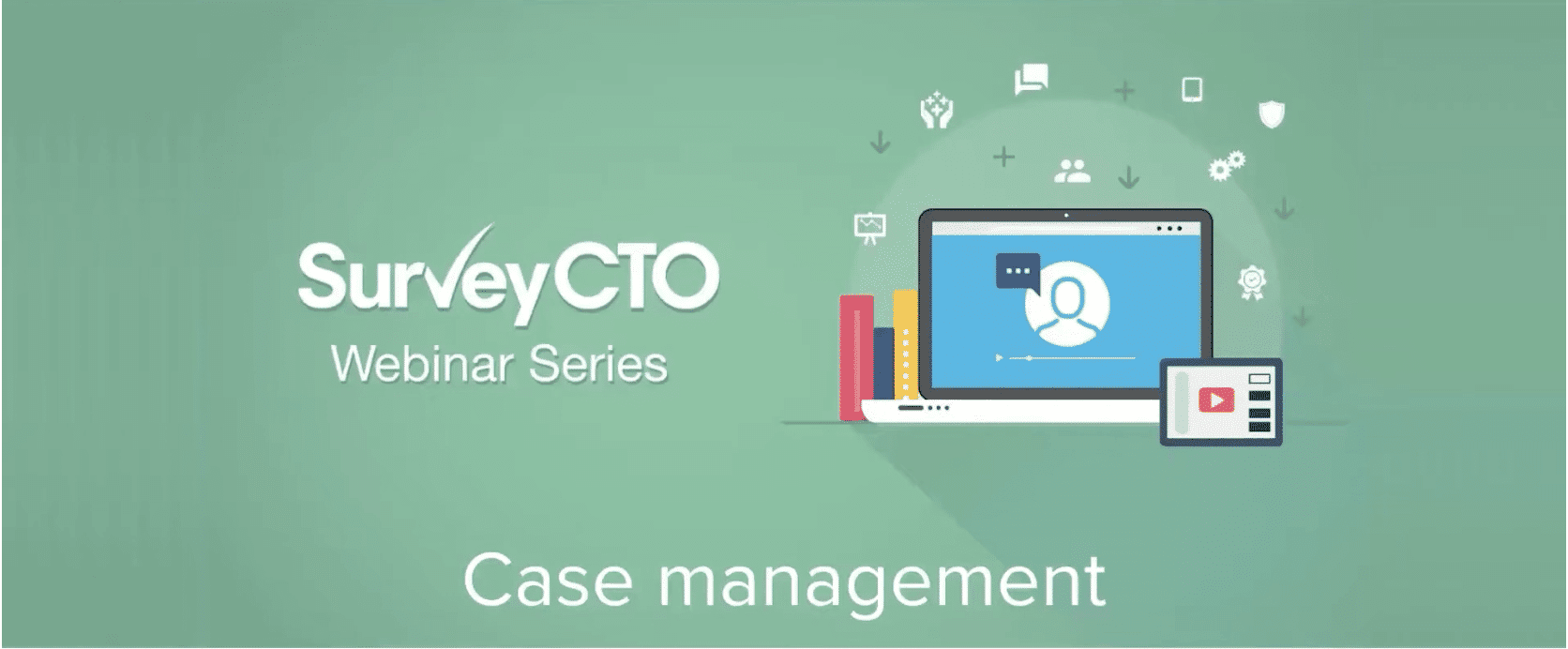 SurveyCTO case management webinar icon.