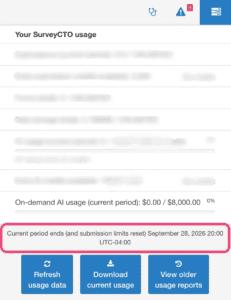 SurveyCTO on-demand usage cycle explained